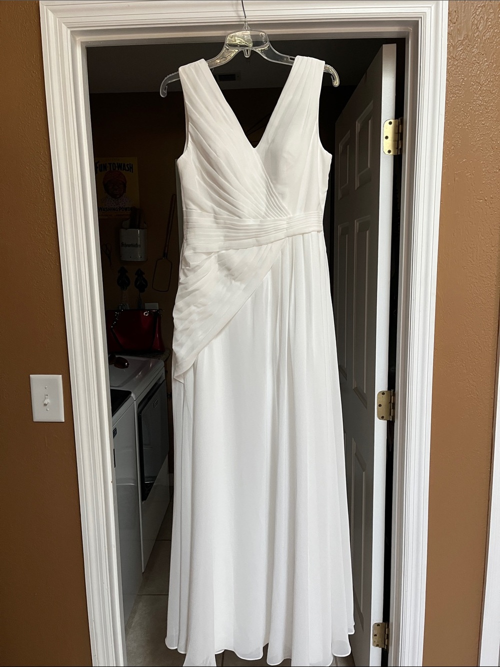 Elegant White V-Neck Gown